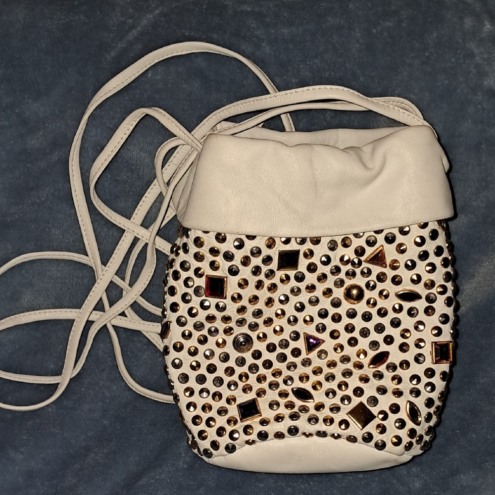 White and Gold Mini Bag with Adjustable Strap